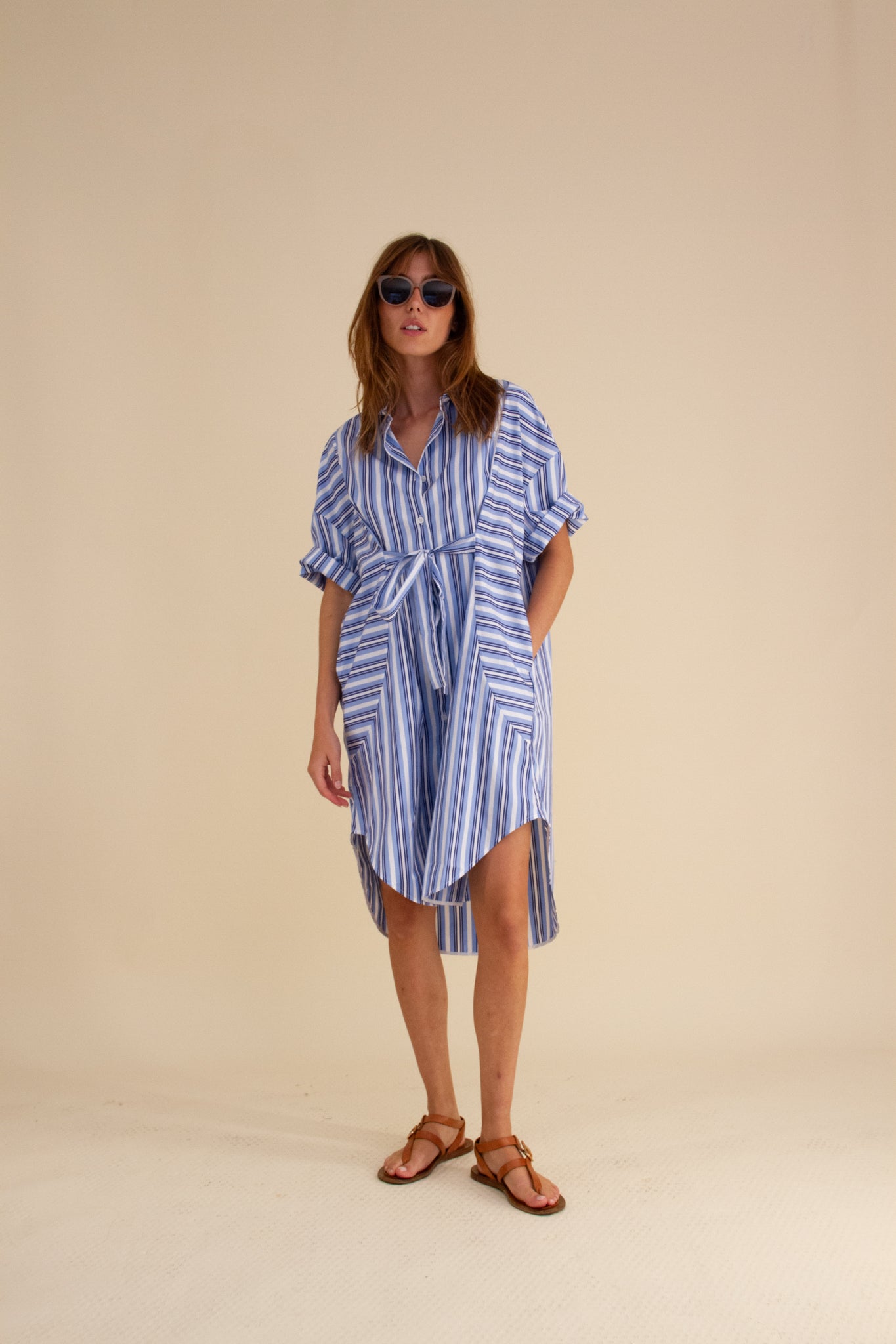 Mael Blue Stripe Shirt Dress