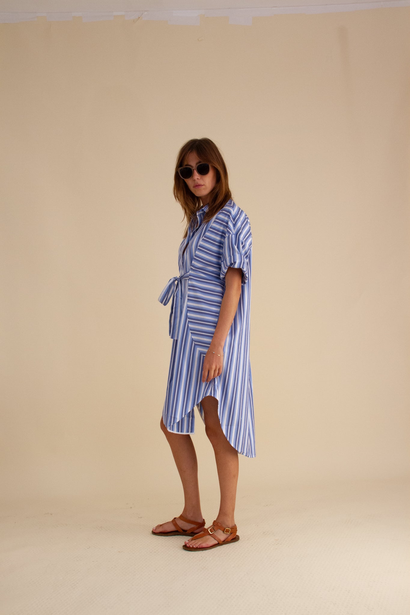 Mael Blue Stripe Shirt Dress