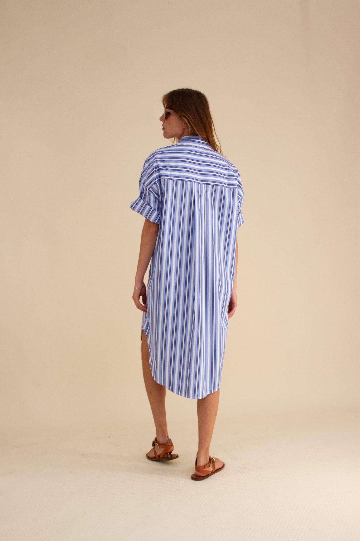 Mael Blue Stripe Shirt Dress