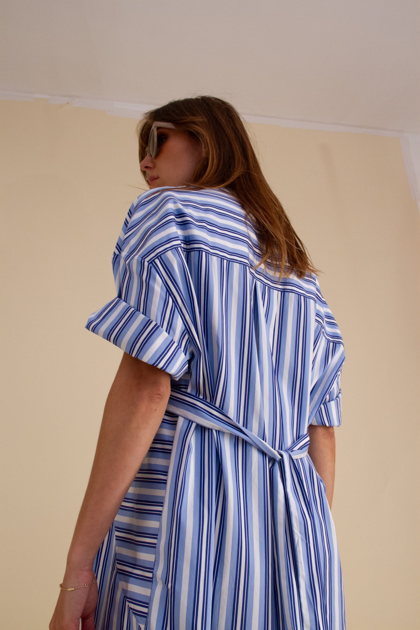 Mael Blue Stripe Shirt Dress